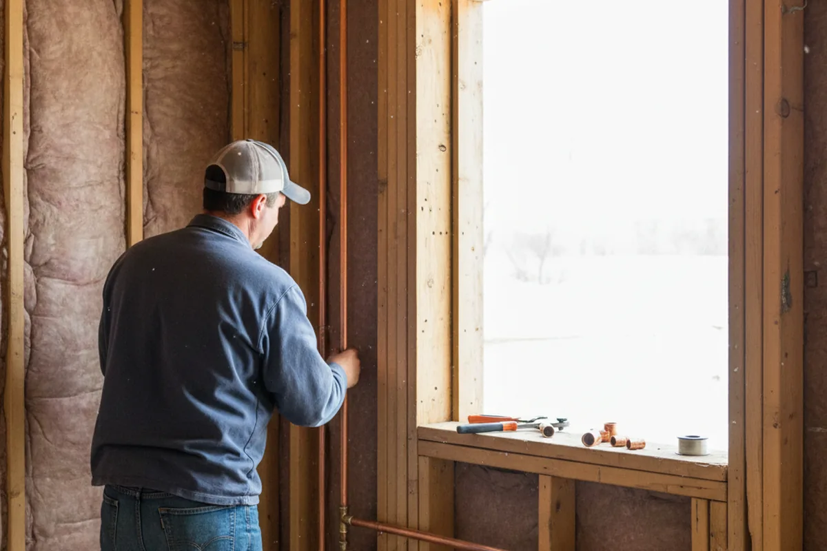 Licensed plumber running new copper supply lines in a Cecil home